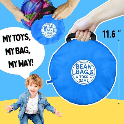 2 in-1 Dinosaur and Spaceship-Themed 27-inch Bean Bag Toss Game Set for for 1-2 Players, Backyard