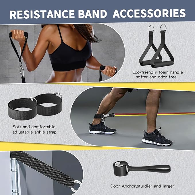 WHATAFIT Resistance Bands, Exercise Bands，Resistance Bands for Working Out, Work Out Bands with