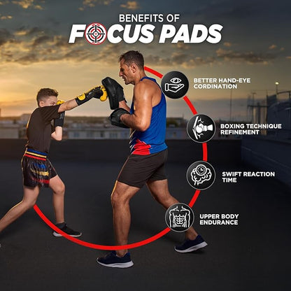 WYOX Curved Focus Mitts for Boxing & MMA | Durable PU Leather Punching Pads with Adjustable Strap |