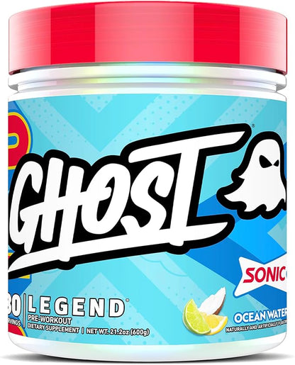 GHOST Legend Pre-Workout Powder, Sonic Ocean Water - 30 Servings ??Pre-Workout for Men & Women with