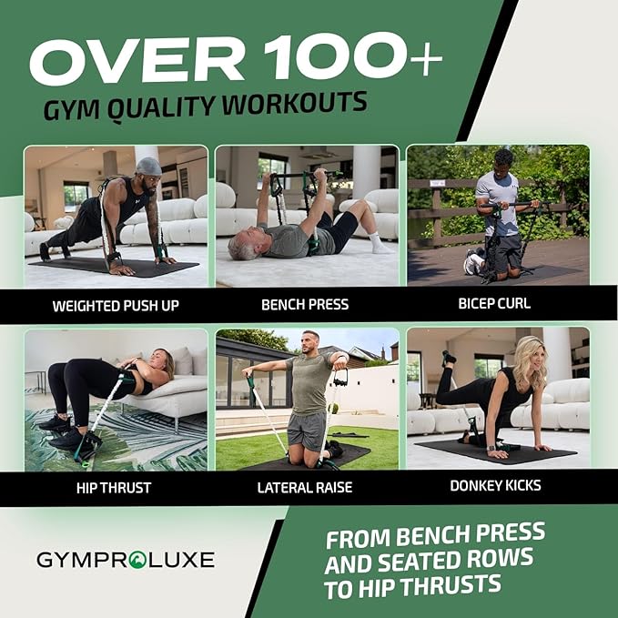 Portable Gym - Resistance Exercise Band Set - 200LBS Resistance Bands for Men & Women - Multi Gym