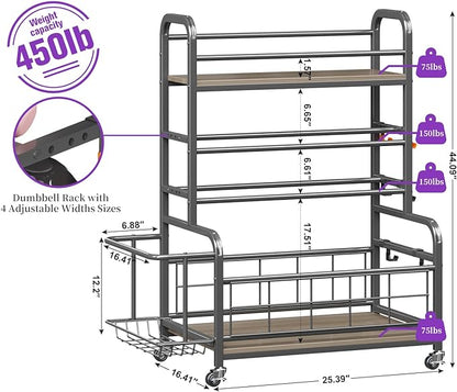 Homeiju 450LBS Dumbbell Rack,Weight Rack for Dumbbells,Weight Rack for Home Gym,Home Gym Storage