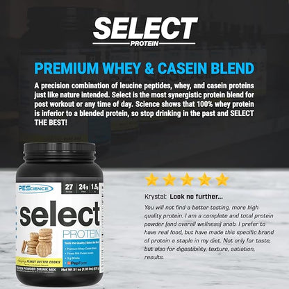 PEScience Select Protein Powder, Whey and Casein Blend, Clean Protein Powder for Women and Men, Low