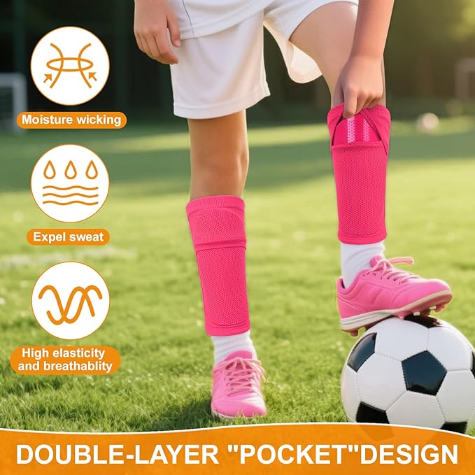 Shin Guards Soccer Kids 2025 Version High-Density Foam Soccer Shin Guard with Sleeves Shin