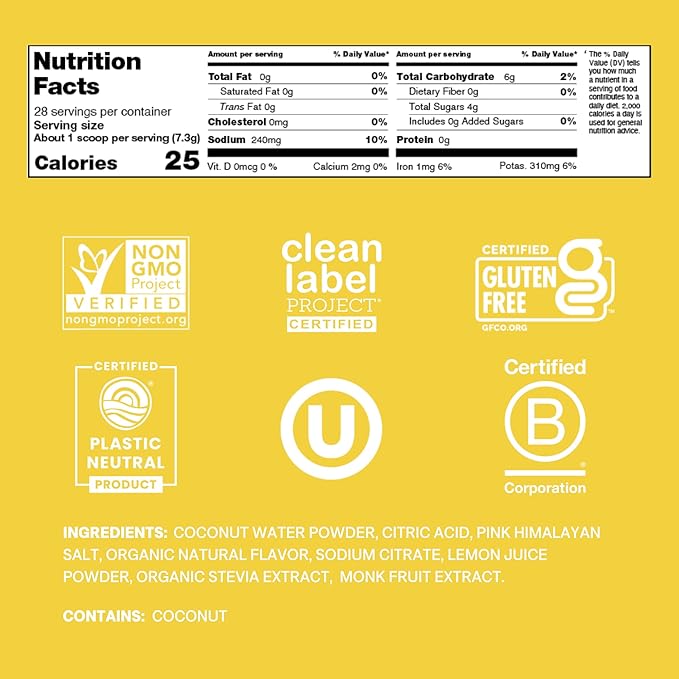 Cure Hydration | Plant-Based Electrolyte Drink Mix | No Added Sugar | FSA-HSA | Dehydration Relief
