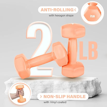 Yes4All Vinyl Hexagon Dumbbell - Dumbbells Set of 2 Hand Weights for Home Gym & Strength Training