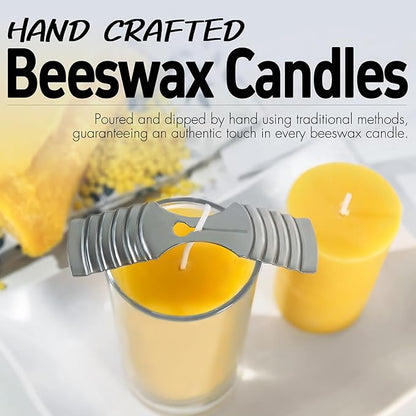 Natural Beeswax Candles 4 Packs, Beeswax Pillar Candles with 140 Hours Burn Time, Organic Emergency