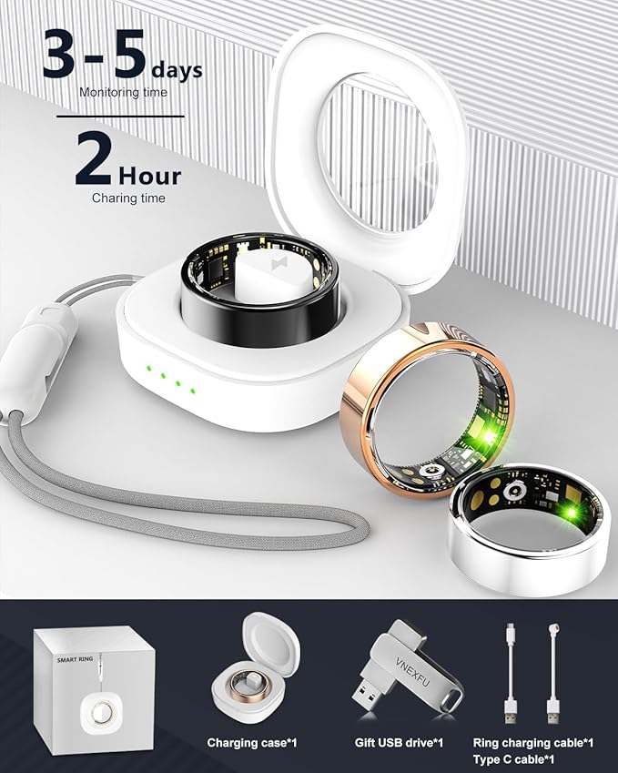 Smart Ring Health Tracker for Women Men-IP68 Waterproof Fitness Ring with Sleep Tracker/Heart