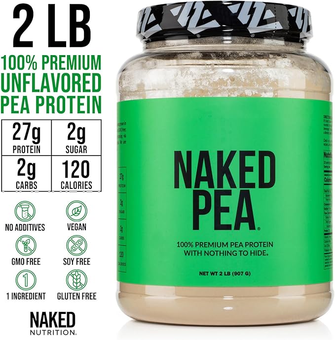NAKED Pea - 2LB 100% Pea Protein Powder from North American Farms - Unflavored Vegan Pea Protein