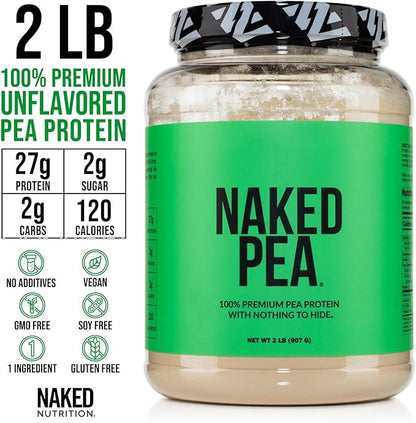 NAKED Pea - 2LB 100% Pea Protein Powder from North American Farms - Unflavored Vegan Pea Protein