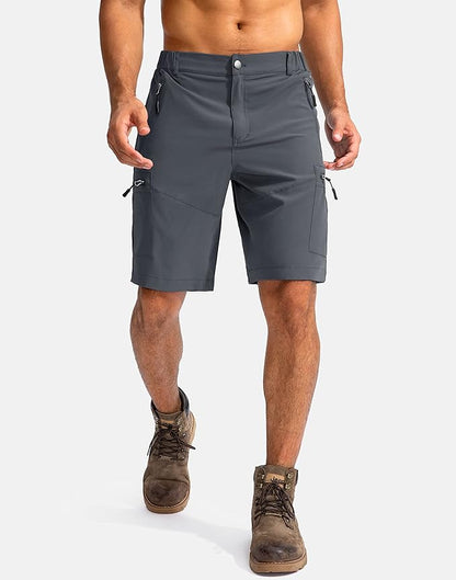 Pudolla Men's Hiking Cargo Shorts 9" Lightweight Outdoor Work Shorts for Men Travel Golf Camping