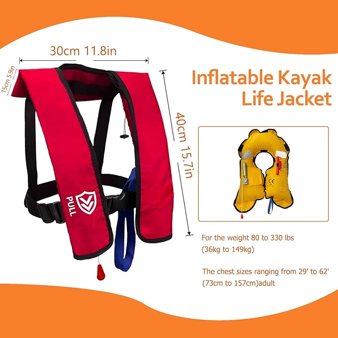Automatic/Manual Inflatable Life Jacket| Inflatable PFD Kayak Vest Adult| Life Vest for Adults|