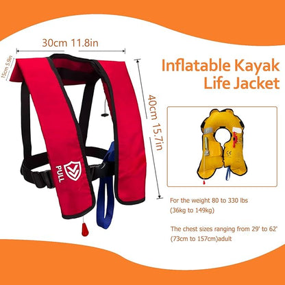 Automatic/Manual Inflatable Life Jacket| Inflatable PFD Kayak Vest Adult| Life Vest for Adults|