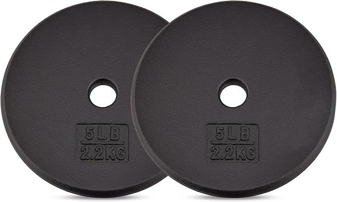 Yes4All Standard 1" Cast Iron Weight Plate - Ideal for Strength Training - Multiple Weight: 5LB to
