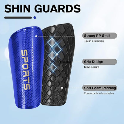 Youth Soccer Shin Guard Socks, Built-in Protective Pads, Kids Knee High Football Athletic Team