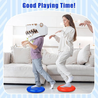 2 Pcs Wiggle Seat Inflated Wobble Cushion Flexible Balance Disc with Air Pump for Core Stability