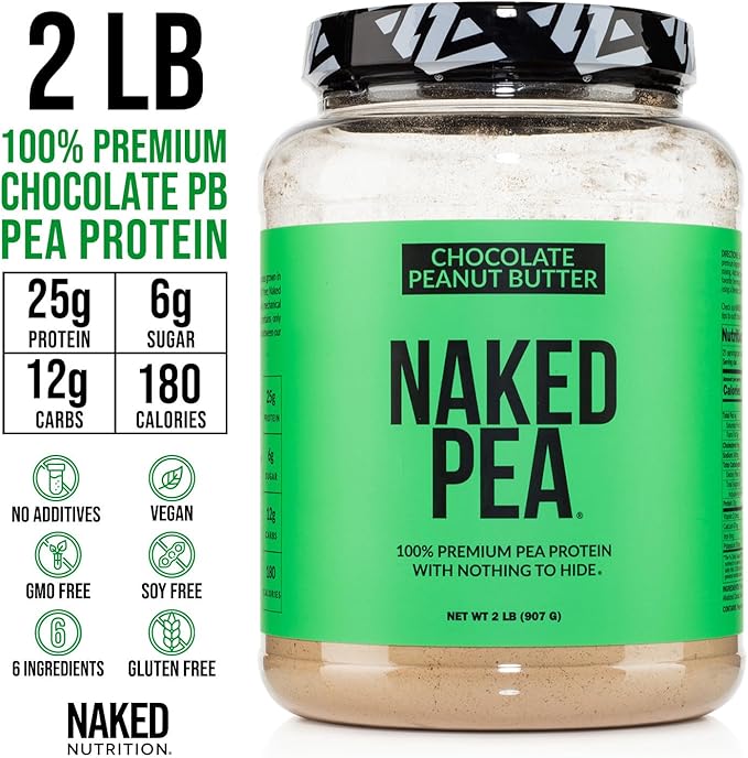 Naked Pea - Chocolate Peanut Butter Protein from US & Canadian Farms, Organic Cocoa, Organic
