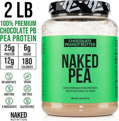 Naked Pea - Chocolate Peanut Butter Protein from US & Canadian Farms, Organic Cocoa, Organic