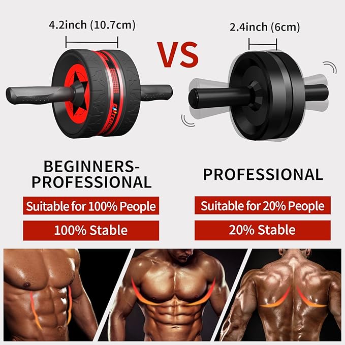 Ab Rollers Wheel Kit, Exercise Wheel Core Strength Training Abdominal Roller Set with Push Up Bars