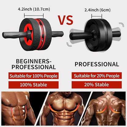 Ab Rollers Wheel Kit, Exercise Wheel Core Strength Training Abdominal Roller Set with Push Up Bars