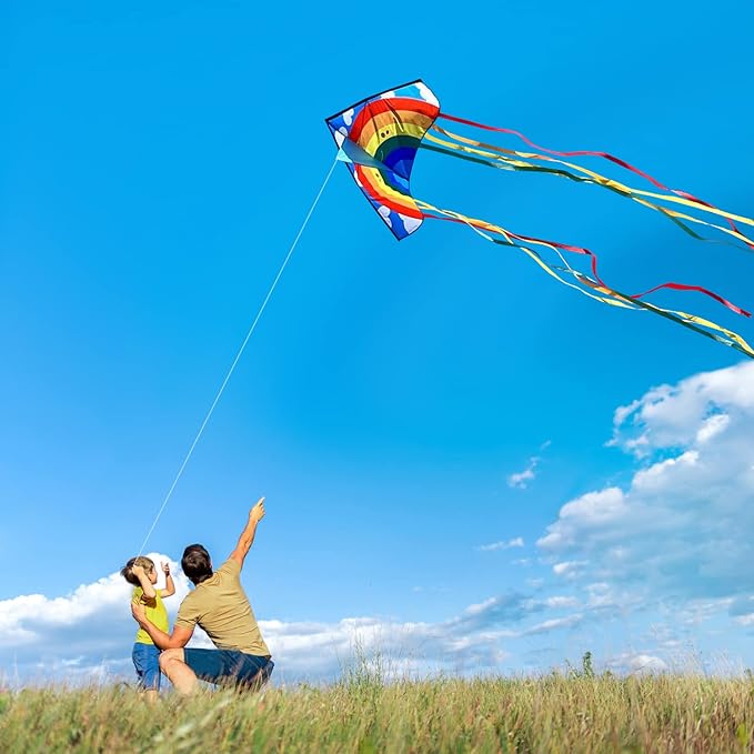 HONBO Large Delta Kite for Kids & Adults,Extremely Easy to Fly Kite for Beach Trip,String Line