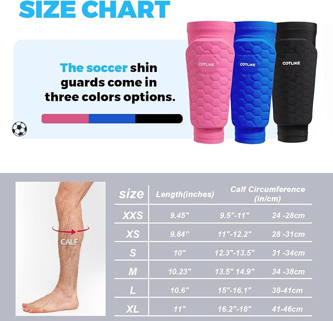 Soccer Shin Guards for Kids Youth Adults, Shin Guard Soccer Sleeves for 2-18 Years Old Boys Girls