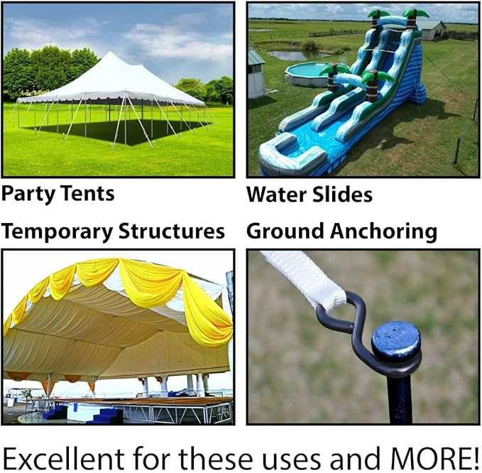Single Head Tent Stakes - Heavy Duty Steel Tent Stakes, Versatile Ground Spikes to Anchor