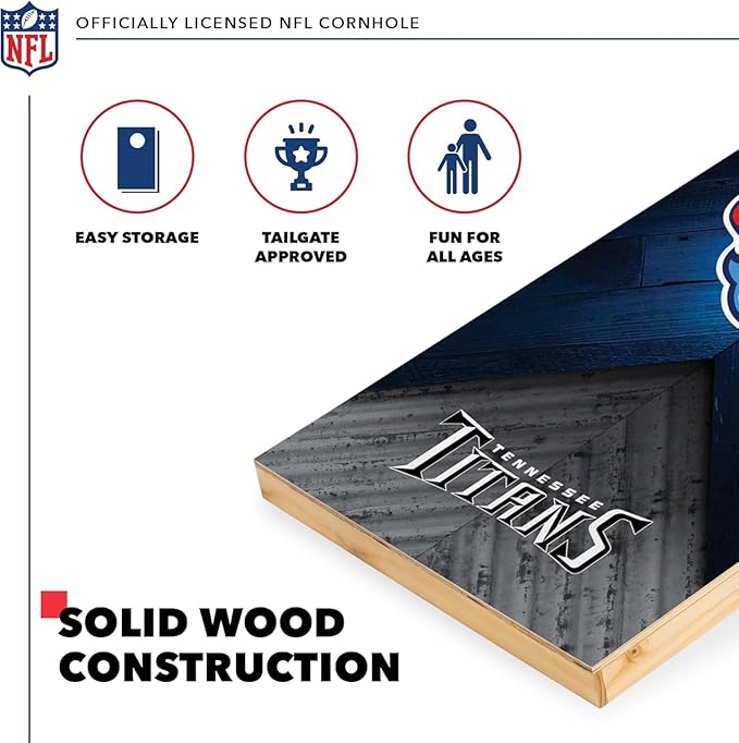 NFL Football 2' x 4' Regulation Size Solid Wood Cornhole Set with Direct Print HD Team Graphics