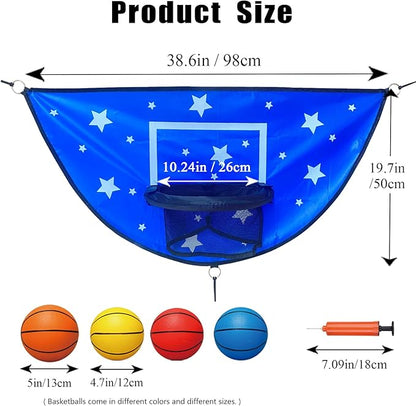 Trampoline Basketball Hoop, Attachment with Pump and Mini Ball, Universal Trampoline Accessories