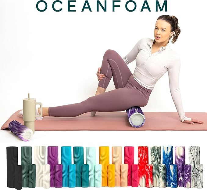 Oceanfoam Ripple Travel Foam Roller (11" x 3.35") Firm Mini Foam Roller for Physical Therapy, Deep