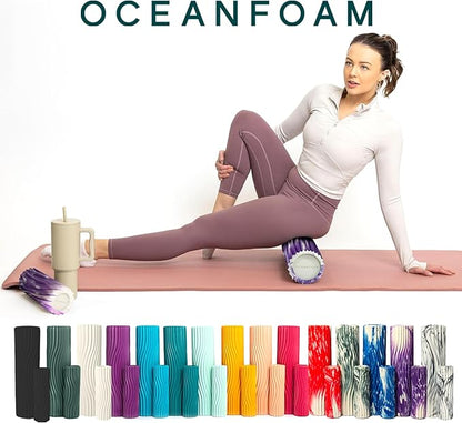 Oceanfoam Ripple Travel Foam Roller (11" x 3.35") Firm Mini Foam Roller for Physical Therapy, Deep