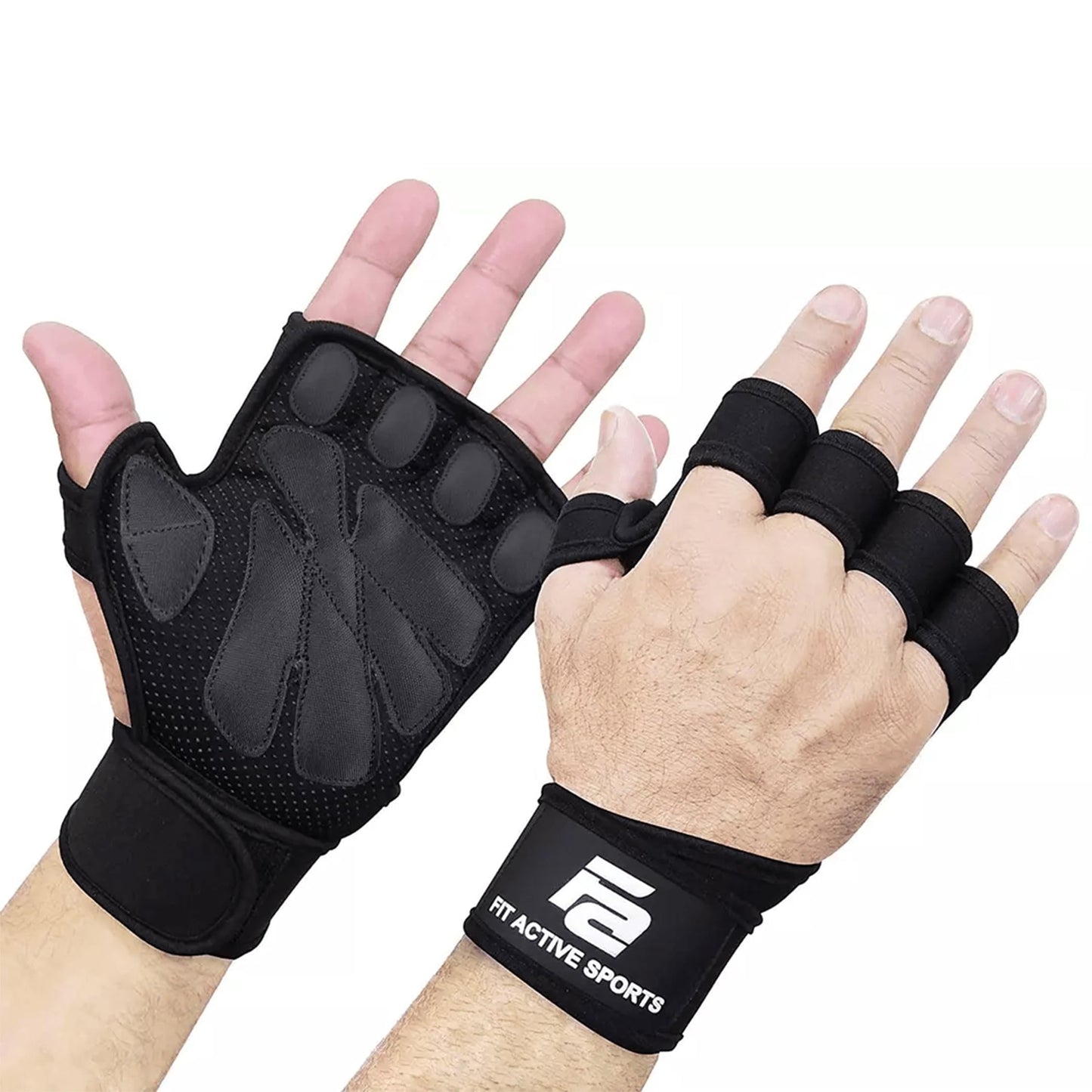 New Ventilated Weight Lifting Gloves with Built-In Wrist Wraps, Full Palm Protection & Extra Grip.