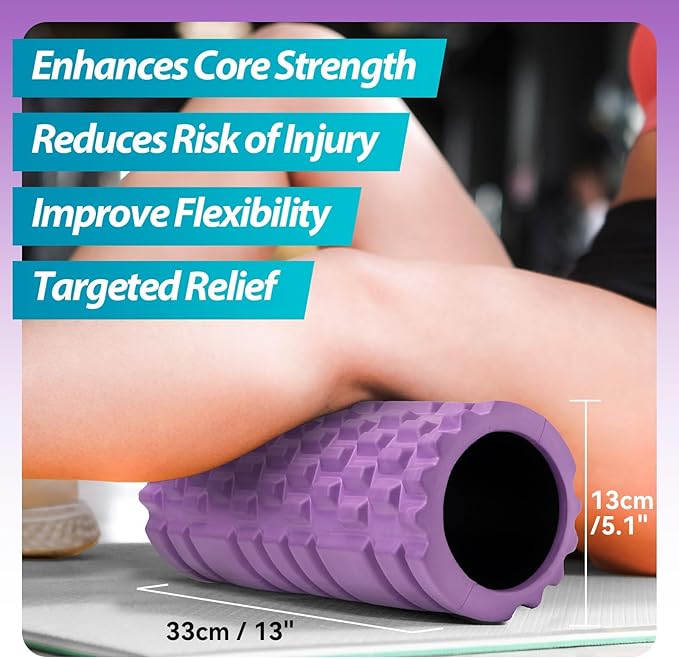 Foam Roller for Muscle Massager, Patented 13" High Density Exercise Roller for Muscle and