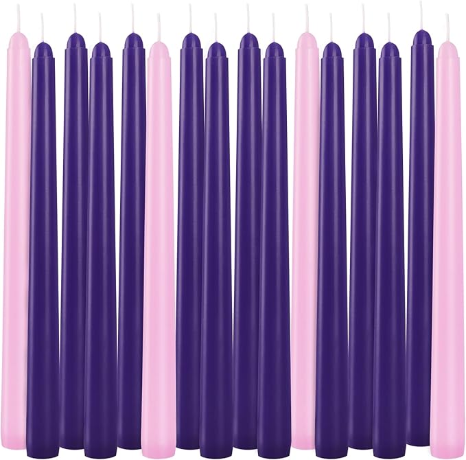 16 Pack Advent Taper Candles Premium Hand Dipped 10in Unscented Christmas Taper Candles - Ideal for