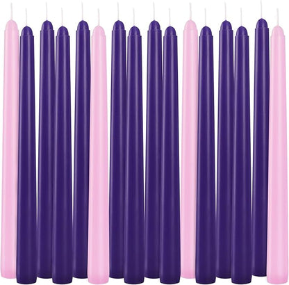 16 Pack Advent Taper Candles Premium Hand Dipped 10in Unscented Christmas Taper Candles - Ideal for