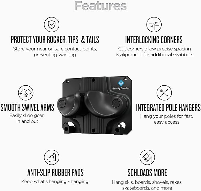 Ultimate Ski & Snowboard Wall Storage Rack - Fits any Ski or Snowboard - Save Your Rocker, Tips and