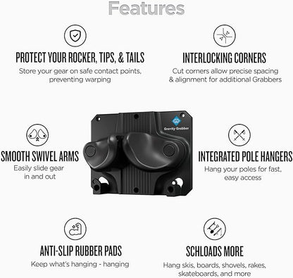 Ultimate Ski & Snowboard Wall Storage Rack - Fits any Ski or Snowboard - Save Your Rocker, Tips and