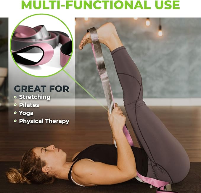 Gradient Fitness Stretching Strap for Physical Therapy, 12 Multi-Loop Stretch Strap 1.5" W x 8' L