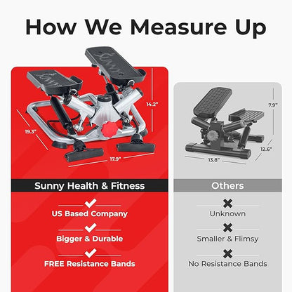 Sunny Health & Fitness Mini Steppers for Exercise at Home, Stair Step Workout Machine, Full Body