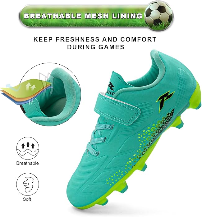 RUNIC Kids Soccer Cleats for Boys and Girls - Small and Big Kid Athletic Outdoor Football Shoes