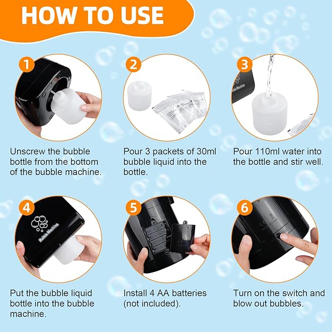 Bubble Machine for Kids Toddlers,Automatic Bubble Blower,Portable Adjustable Angle Bubble