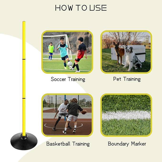 TNZMART 3.9FT Detachable Speed Agility Poles Agility Training Poles Set Adjustiable Height Soccer