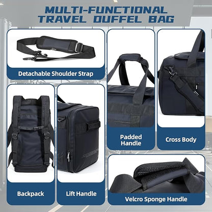 Duffle Backpack Heavy Duty Gym Bag for Men, 50L Convertible Travel Duffel Water Resistant Large