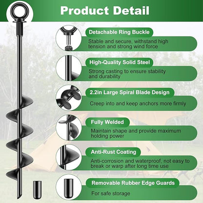 18 Inch Ground Anchors 4 Packs Heavy Duty Fully Welded Trampoline Stakes Screw in Anchors for Swing