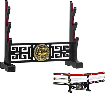 Logest Sword Stand - 4 Tier Options Available - Crafted Using Wood Katana Holder - Furnished in