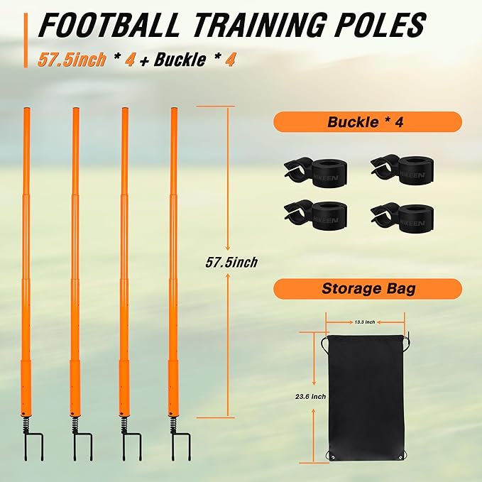 Hikeen Telescopic Length Soccer Poles Fixed & Collapsible Options Agility Training Hurdles and