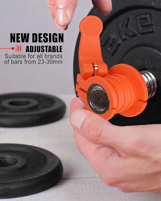 Barbell Clips 1 Inch Quick Release Weight Clamps 0.9-1.18inch Multi-Size Adjustable Olympic Clamps