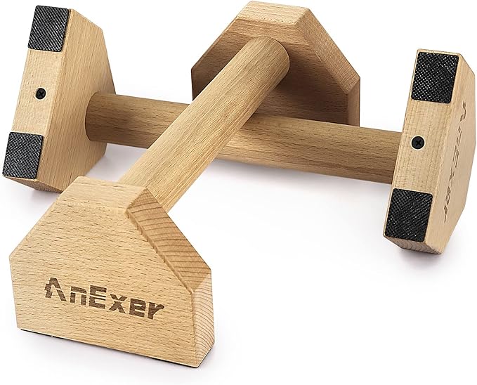 Push Up Stands, Handstand Parallettes Bars, Solid Wood Push Up Bars with Non-Slip Mat Push up
