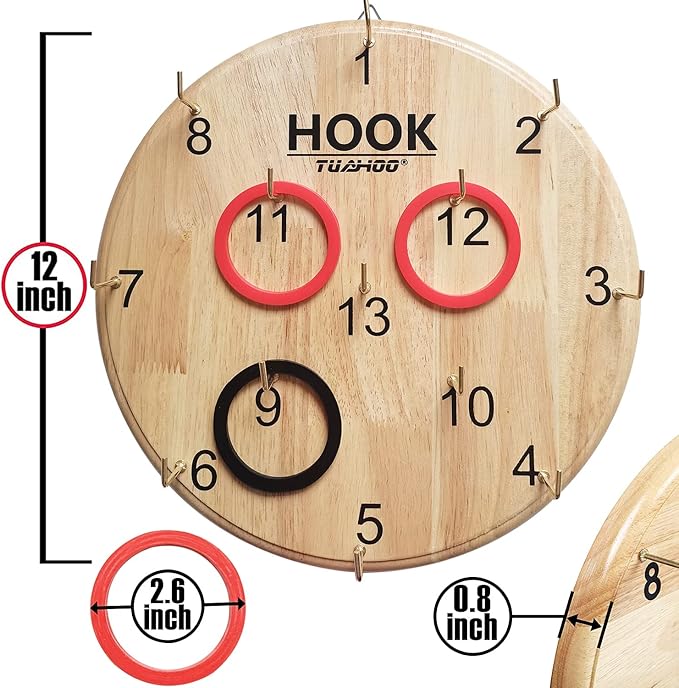 Ring Toss Games for Kids - Outdoor Yard Game for Adults & Family Backyard Toys, Wooden Board Hook