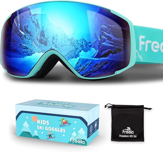 Freela Kids Ski Snowboard Goggles for Toddler(3-14) Youth Anti Fog Anti UV Goggles Girls Boys Snow